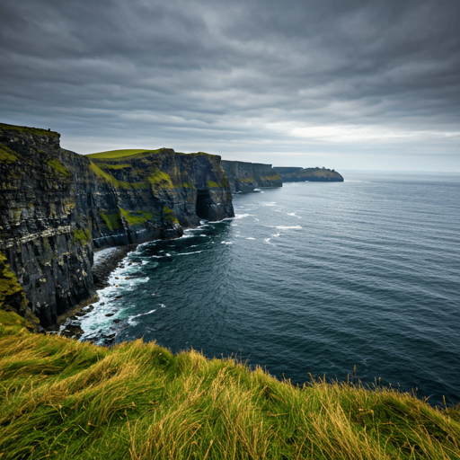 Dramatic Irish coastline with cliffs and Atlantic ocean