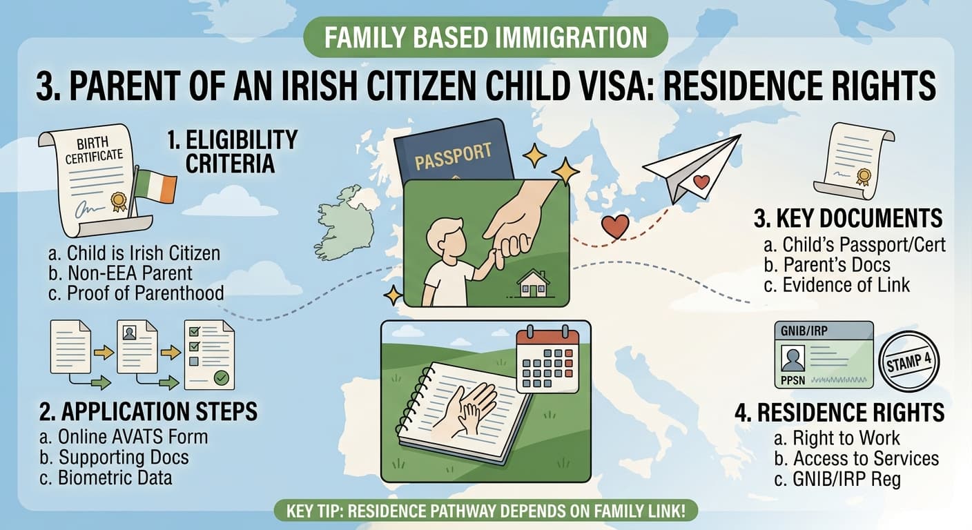 Parent and young child with an Irish passport, applying for residence as the parent of an Irish citizen child