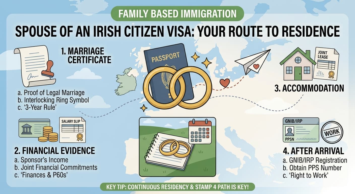 Married couple planning the spouse of an Irish citizen residence application and Stamp 4